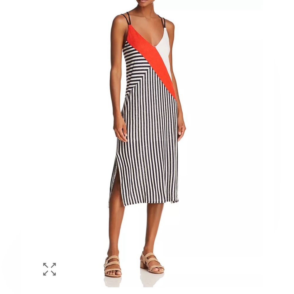 Splendid x Margherita Missoni Color Blocked Striped 100% Linen Slip Dress Size L